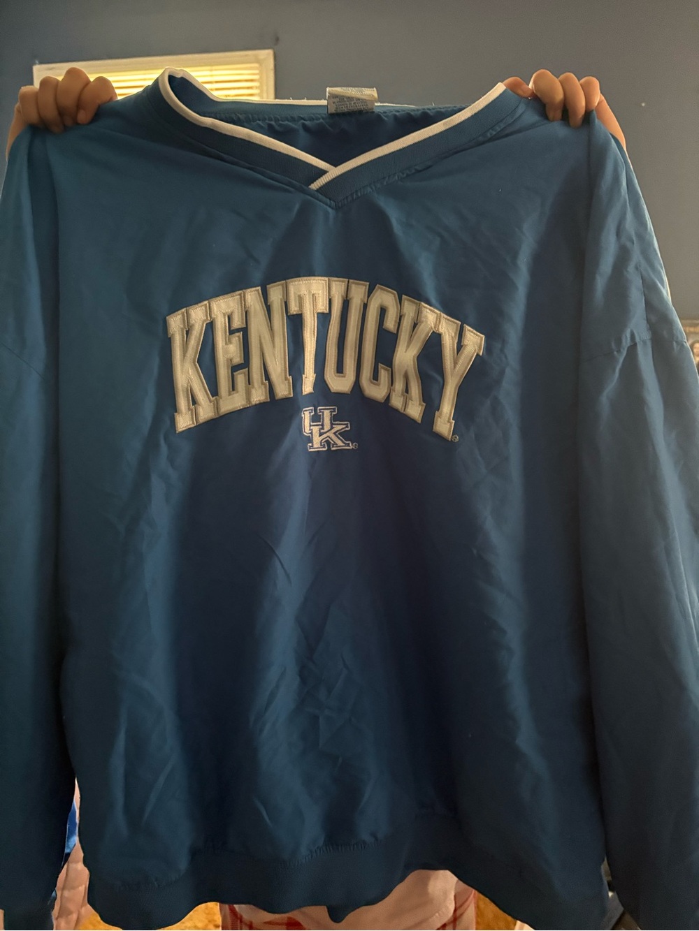 NCAA Kentucky Blue Windbreaker Pullover with White Lettering